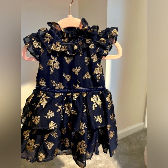 Janie and Jack Other - Beautiful navy and gold dress for baby